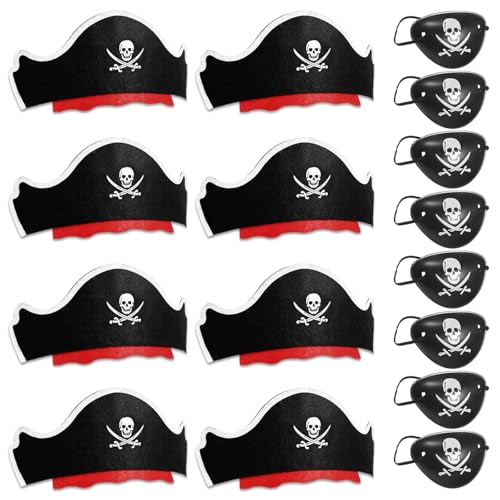 ZOSIGN Piraten Zubehör Set, 16pcs Piraten Set Kinder, Pirat Augenklappe, Pirate Accessories, Geeignet für Karibik-Maskerade-Cosplay-Party-Bühnen-Requisiten von ZOSIGN