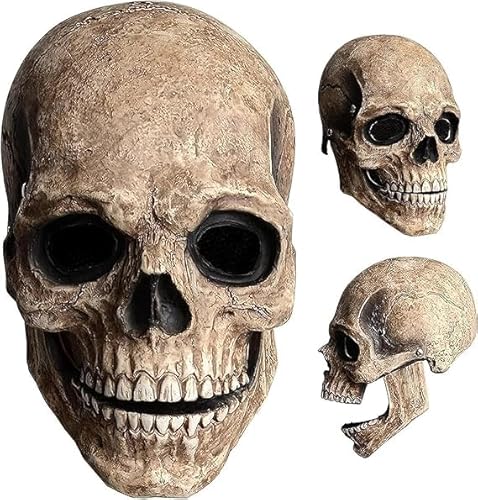 ZOSIGN Skelett Halloween Maske, Totenkopf Maske Erwachsene, Voller Kopf Skull Maske,Halloween Skelettmaske mit Beweglichem Kiefer, für Halloween Cosplay Partymaske（Braun） von ZOSIGN