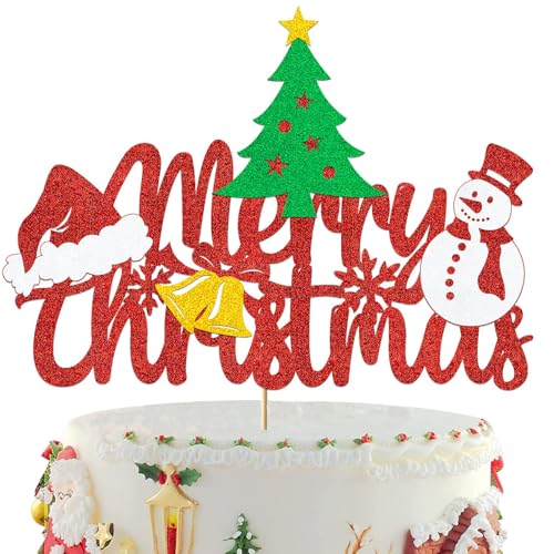 ZOSIGN Weihnachten Kuchen Topper, Weihnachten Tortendeko, Glitzer Merry Christmas Cake Topper, Weihnachten Party Dekoration Supplies für Torten Muffins Weihnachtsfeier von ZOSIGN