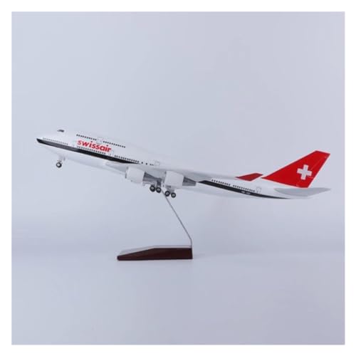 ZOUSANG Decorate Airplane 1/150 47CM for Swissair Airline 747 B747 Modell LED Licht & Rad Fahrwerk Druckguss Harz Flugzeug Modell for Collection or Gift(Size:Without Light) von ZOUSANG