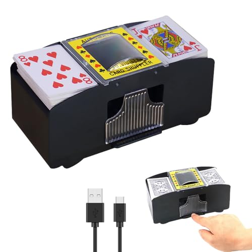 ZOYDP Kartenmischmaschine Elektrische, 2 Decks Kartenmischer Elektrisch, USB/Batteriebetriebener, Kartenmischmaschine für Familienparty Clubspiel, Card Shuffler für Karten, UNO, Rommé, Blackjack von ZOYDP