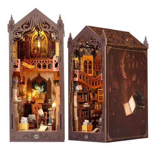 ZOYDP DIY Book Nook Kit, Magic Book Nook Library, 3D Puzzle Holz Booknook mit Sensorlicht, Book Nook Bausatz, Puppenhäuser Miniatur Haus Kit, Geschenkidee für Jugendliche und Erwachsene Ab 14 Jahren von ZOYDP