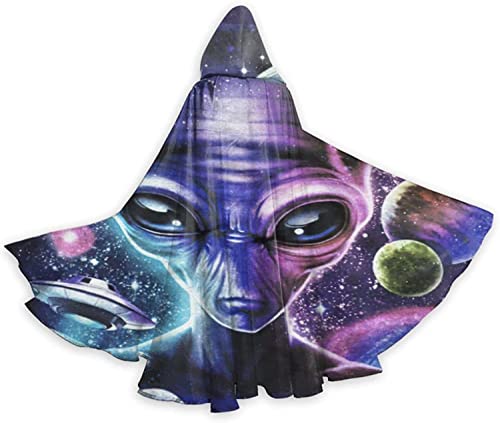 ZQBDFC Lila UFO Planet Weltraum Stern Galaxy Alien Baby Halloween Kapuzenumhang Erwachsene Herren und Damen Umhänge Cosplay Party Supplies Kleid Kleidung Geschenk Kostüme, 16''x59''x71'' von ZQBDFC