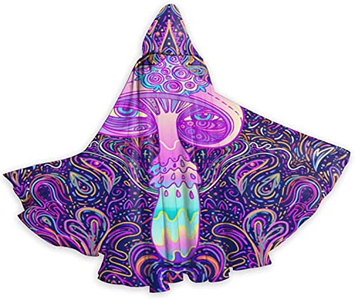 ZQBDFC Violetter psychedelischer magischer magischer Pilzauge, Halloween-Kapuzenumhang für Erwachsene, Herren und Damen, Cosplay, Partyzubehör, Kleid, Kleidung, Geschenk, Kostüme von ZQBDFC