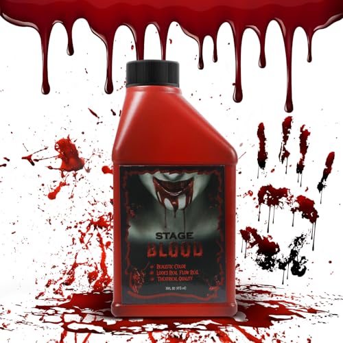 ZQEJEFD Halloween Kunstblut, Halloween 473ml Flüssigkeits Kunstblut, Profi Kunstblut Filmblut, Fake Blood für Halloween Kostüm, Cosplay, Horror Effekt Dekoration, Zombie, Vampire und Monster Make up von ZQEJEFD