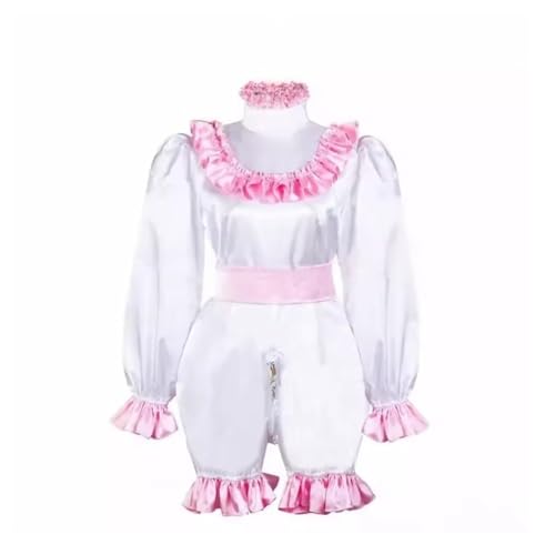 ZQIAOYUUPHOWF Frauen Sissy White Satin Lockable Kleid Maid Cosplay Männer Kostüm Halloween Party Individuell,Frauen Weiß,Xl ZQIAOYUUPHOWF Frauen Sissy White Satin Lockable Kleid Maid Cosplay Männer Kostüm Halloween Party Individuell,Frauen Weiß,Xl von ZQIAOYUUPHOWF