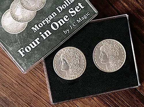 ZQION Magic Tricks Prop Set mit 4 Morgan Dollar Münzen mit Gimmicks für magischen Mentalismus von ZQION