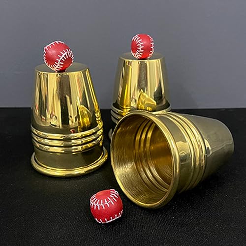 ZQION Cups and Balls (Messing) Stage Magic Tricks Classic Chop Cup Ball Appear Vanish Magic Close Up Illusions Gimmicks Mentalism Props von ZQION