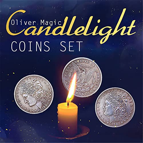 ZQION Candlelight Coins Set (1 Flipper Coin+1 Expanded Shell+ 3 Morgan Dollars) by Oliver Magic Tricks Coin Gimmick von ZQION