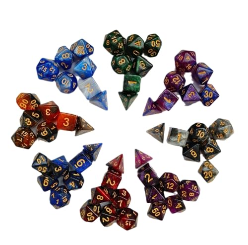 ZQMW Polyedrische Würfel Set, 3 x 7 (21 Stück) FarbSpielwürfel mit 1 Schwarze Kordelzugbeutel für Dungeons and Dragons DND RPG MTG Tischspiele，3 Set von D4 D6 D8 D10 D% D12 D20 von ZQMW