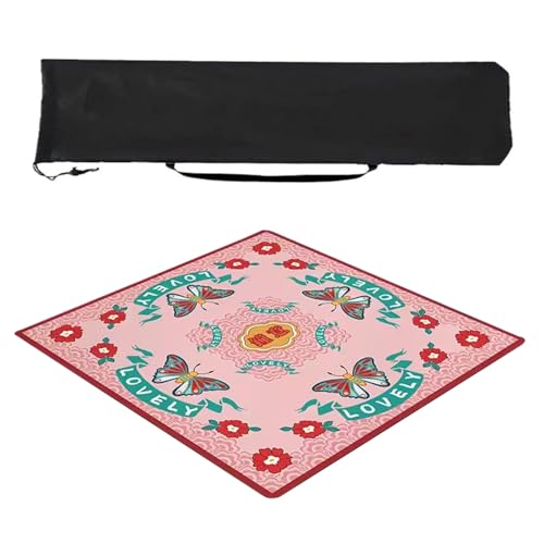 ZQQZEZ Mahjong mat Quadratische Mahjong-Matte, mit Aufbewahrungstasche unten, rutschfeste Mahjong-Tischmatte, geeignet für Mahjong-Pokerspiel-Tischmatte(Style 1,27.5inx27.5in) von ZQQZEZ