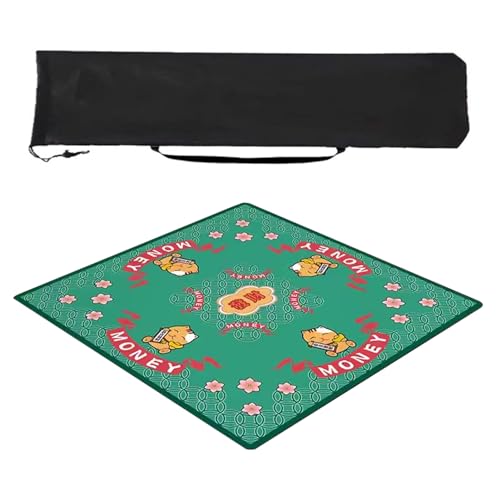 ZQQZEZ Mahjong mat Quadratische Mahjong-Matte, mit Aufbewahrungstasche unten, rutschfeste Mahjong-Tischmatte, geeignet für Mahjong-Pokerspiel-Tischmatte(Style 3,23.6inx23.6in) von ZQQZEZ