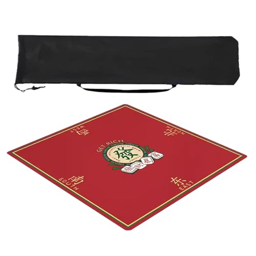 ZQQZEZ Mahjong mat Quadratische Mahjong-Matte, mit Aufbewahrungstasche unten, rutschfeste Mahjong-Tischmatte, geeignet für Mahjong-Pokerspiel-Tischmatte(Style 4,23.6inx23.6in) von ZQQZEZ