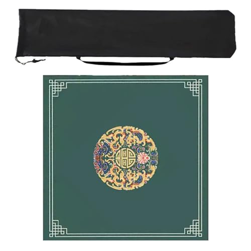 ZQQZEZ Mahjong mat Quadratische Mahjong-Matte, rutschfeste Mahjong-Tischmatte aus PVC-Material mit Aufbewahrungstasche, geeignet für Mahjong-Poker(Style 1,39.3in) von ZQQZEZ