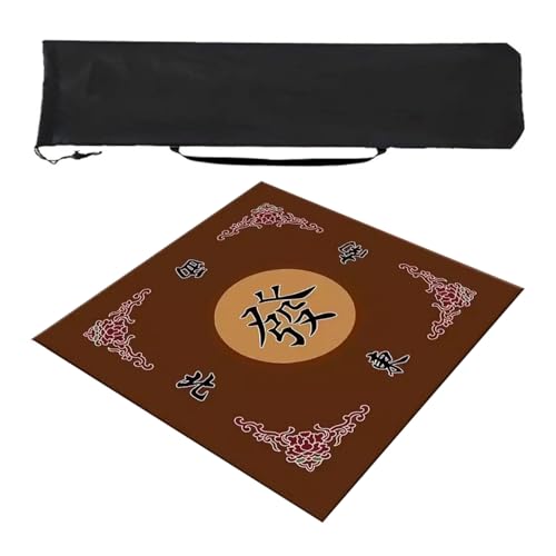 ZQQZEZ Mahjong mat Verdickte 8-mm-Mahjong-Matte, Mahjong-Tischmatte mit Aufbewahrungstasche, geräuschlose Spieltischmatte für den Heimgebrauch(Brown,27.5inx27.5in) von ZQQZEZ