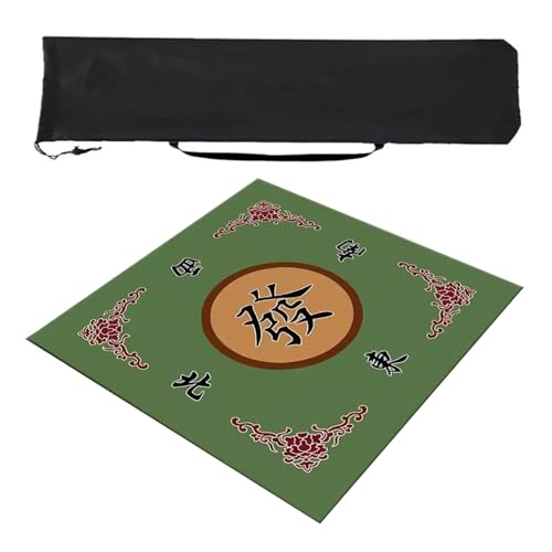 ZQQZEZ Mahjong mat Verdickte 8-mm-Mahjong-Matte, Mahjong-Tischmatte mit Aufbewahrungstasche, geräuschlose Spieltischmatte für den Heimgebrauch(Green,35.4inx35.4in) von ZQQZEZ