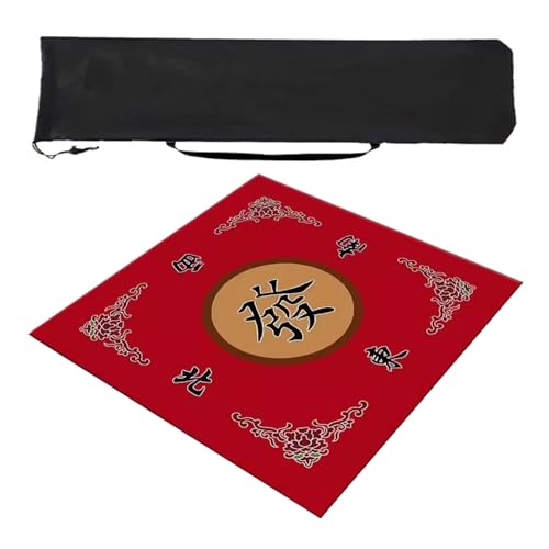 ZQQZEZ Mahjong mat Verdickte 8-mm-Mahjong-Matte, Mahjong-Tischmatte mit Aufbewahrungstasche, geräuschlose Spieltischmatte für den Heimgebrauch(Red,47.2inx47.2in) von ZQQZEZ