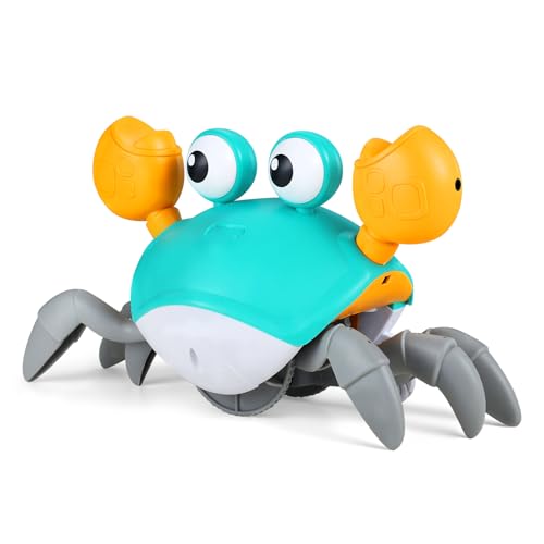 Krabbe Baby Spielzeug - Crawling Crab mit Musik und Licht - Interaktive Sensory Spielzeug mit Automatisch Vermeiden Hindernisse Funktion Baby Musikspielzeug Tummy Time Toys Krabbelspielzeug Green von ZRSDIXKI