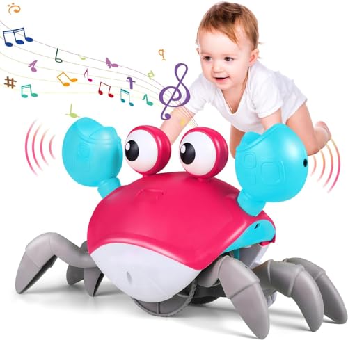 Krabbe Baby Spielzeug - Crawling Crab mit Musik und Licht Interaktive Walking Sensory Spielzeug mit Automatisch Vermeiden Hindernisse Funktion - Baby Musikspielzeug Tummy Time Toys Krabbelspielzeug von ZRSDIXKI