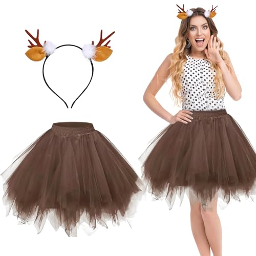 ZTBFHLZQ Damen Rentier Kostüm mit Tüllrock, Haarreif und Geweih, Braun, Einheitsgröße, Karneval, Fasching, Cosplay, Halloween ZTBFHLZQ Damen Rentier Kostüm mit Tüllrock, Haarreif und Geweih, Braun, Einheitsgröße, Karneval, Fasching, Cosplay, Halloween von ZTBFHLZQ