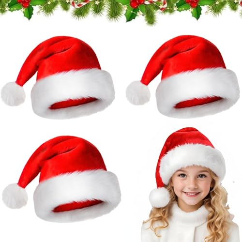 ZTBFHLZQ 3 Pcs Kinder Weihnachtsmütze, Baby Weihnachtsmütze, Weihnachtsmütze, Nikolausmütze, Weihnachtsmann Mütze, Bequemes Dicker Nikolaus Mütze von ZTBFHLZQ