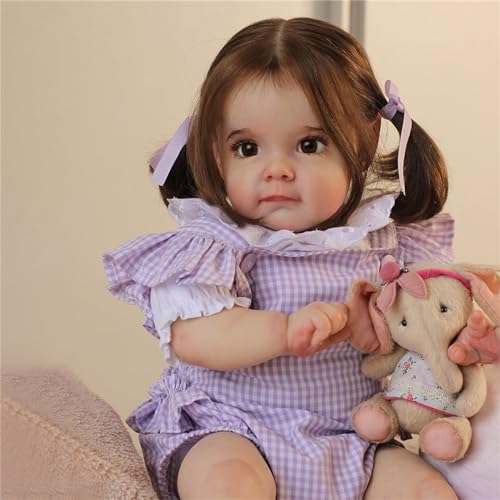 Reborn Baby Mädchen 24 Zoll Lebensechte Babypuppen Weichem Tuch Körper Reborn Toddler Schönheit Babypuppen wie Echt, für Kinder ab 3 Jahr mit ZubehöR von ZTZHYZR