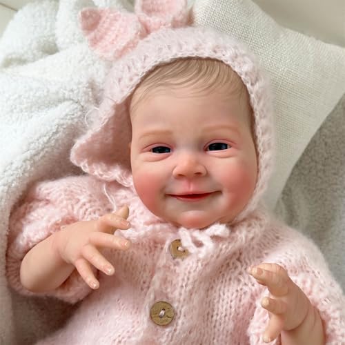 ZTZHYZR 48 cm Reborn Baby Mädchen Lebensechte Babypuppen Weichkörper Süßes Lächeln Reborn Puppe, Babypuppen wie Echt Realistische und Schön für Kinder ab 3 Jahren von ZTZHYZR