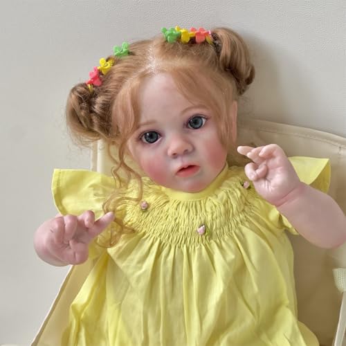 ZTZHYZR 60 cm Reborn Baby Mädchen Lebensechte Babypuppen Weichkörper 3D Hau Handgefertigt Babypuppen wie Echt, mit Haaren Reborn Puppe Geburtstagsgeschenk für Kinder ab 3 Jahre von ZTZHYZR