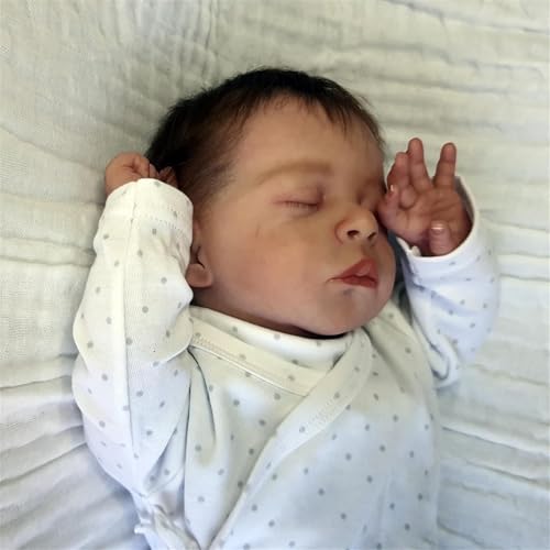 ZTZHYZR Reborn Baby Junge 18 Zoll 46 cm Reborn Puppen Lebensecht Körper Weich Babypuppen wie Echt, mit Haaren Schlafende Baby Puppe für Kinder ab 3 Jahre von ZTZHYZR