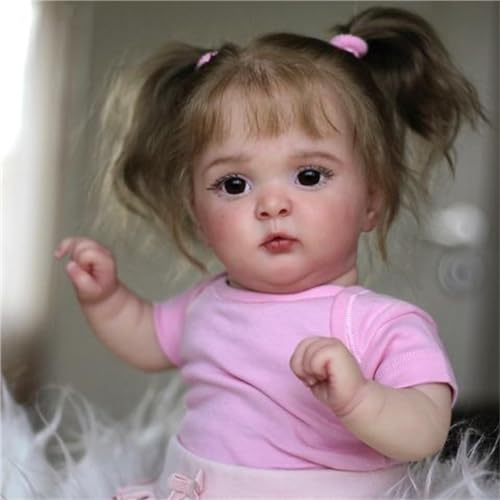 ZTZHYZR Reborn Baby Mädchen 19 Zoll/48cm Silikon Reborn Puppe 3D-Hautvenen und Blutlinien Sind Sichtbar Babypuppen wie Echt Baby Doll für Baby Puppe ab 2 Jahr mit Flasche und Schnuller von ZTZHYZR