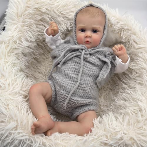 ZTZHYZR Reborn Baby Mädchen 19 Zoll 48 cm Lebensechte Babypuppen, Süßer Ausdruck Babypuppen wie Echt Baby Doll Weichkörper Baby Puppe Brithday Geschenk für Kinder Spielzeug ab 3 Jahre von ZTZHYZR