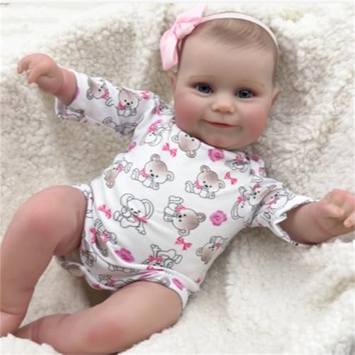 ZTZHYZR Reborn Baby Mädchen 20 Zoll Silikon Reborn Puppe Weichkörper Lächeln Babypuppen wie Echt Realistischer Touch Handgefertigt Baby Puppe ab 3 Jahre von ZTZHYZR