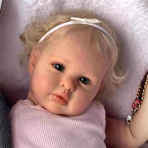 ZTZHYZR Reborn Baby Mädchen 24 Zoll 60 cm Reborn Puppen Lebensecht Babypuppen wie Echt Babypuppe Weichkörper Silikon Baby mit Haaren Blaue Augen ab 3 Jahre von ZTZHYZR