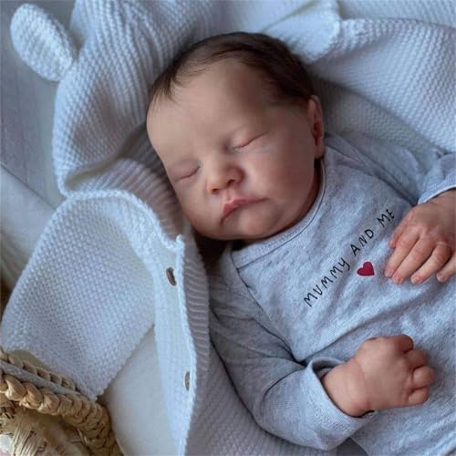 ZTZHYZR Reborn Baby Vollsilikon 19 Zoll 48 cm Lebensecht Reborn Puppe Junge Schlafende Puppe mit Haaren Waschbar, Weichkörper Babypuppen wie Echt für Kinder ab 3 Jahre von ZTZHYZR