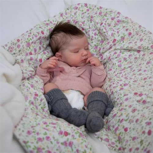 ZTZHYZR Reborn Baby Vollsilikon Lebensecht Baby Puppe 19 Zoll 48 cm Weichkörper Babypuppen wie Echt Schlafende Puppe Junge Realistische mit Haaren für Kinder ab 3 Jahre von ZTZHYZR