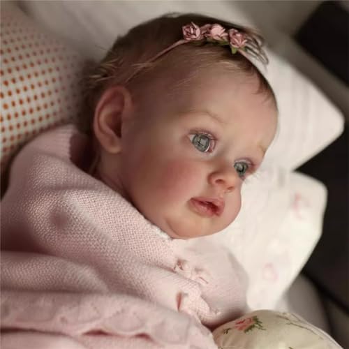 ZTZHYZR Reborn Puppe 19 Zoll/50 cm Silikon Lebensecht Reborn Baby 3D-Hautvenen Sind Deutlich Sichtbar Reborn Toddler Babypuppen Wie Echt mit Flasche und Schnuller für Baby Puppe ab 3 Jahre von ZTZHYZR