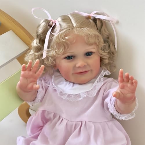 ZTZHYZR Reborn Puppen Lebensecht 22 Zoll 55 cm Reborn Baby Mädchen Babypuppen wie Echt, mit Haaren 3D-Haut Silikon Baby Puppe Geschenke für Kinder ab 3 Jahre von ZTZHYZR