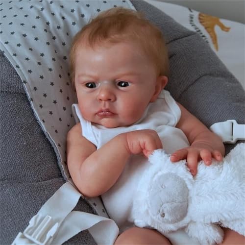 ZTZHYZR Reborn Puppen Lebensecht 24 Zoll 60 cm Reborn Baby Junge mit Haaren, Babypuppen wie Echt Körper Weich Baby Puppe Wunderschön Handbemalt für Kinder ab 3 Jahre von ZTZHYZR