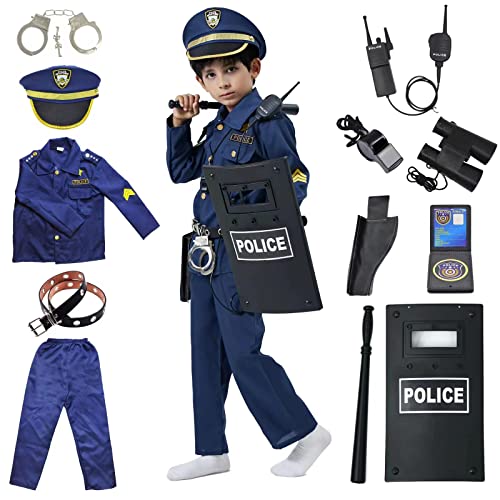 ZUCOS Deluxe Polizist-Kostüm, Polenspiel für Kinder, Halloween, Karneval, Geburtstag, Weihnachtsgeschenke (10-12 Jahre) von ZUCOS