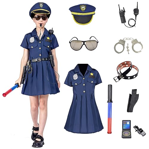 ZUCOS Deluxe Polizist Kostüm Rollenspiel Kit für Kinder Halloween Carnaval Geburtstag Weihnachten Geschenke Kleid Set 10-12 Jahre von ZUCOS