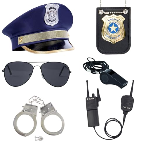 ZUCOS Polizeibeamter Rollenspielzubehör für Erwachsene, Kinder, Detective Dress-ups, Halloween-Kostüm (A, Medium) von ZUCOS