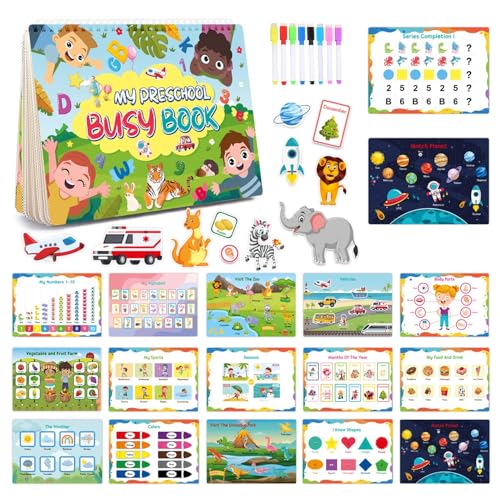 ZUICC Busy Book Preschool Learning Activities for Toddlers, Vorschul-Lernaktivitäten-Arbeitsbuch, Kleinkind-Aktivitätsbuch, sensorisches Montessori-Spielzeug, Ruhiges Buch für Kinder Puzzle Spielzeug von ZUICC