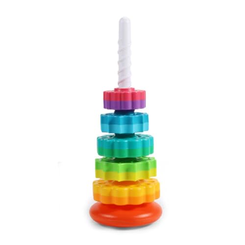 ZUICC Rainbow Stacking Toys,Farbring Pyramide Babyspielzeug, Regenbogen Drehturm Stapelspielzeug,Regenbogenturm Stapelspiele Mini Spinnendes Stapelspielzeug,Montessori Lernspielzeug von ZUICC