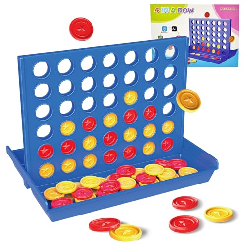 ZUNIPLEX 4 Gewinnt,Jedes runde Stück hat einen Durchmesser von 3 cm,Vier Gewinnt Reisespiel,Lernspielzeug für Kinder,Strategiespiel für Kinder ab 3 4 5 6 7 8（Großformat） von ZUNIPLEX