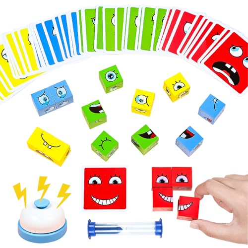 ZUNIPLEX Face Changing Magic Cube,3D Puzzle Face-Changing Magic Cube,Holzwürfel Puzzle Spielzeug,Montessori Spielzeug für Kinder ab 3 Jahren,Interaktives Baustein Spielzeug mit Glocke und Sanduhr von ZUNIPLEX