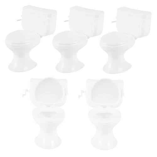 ZUNOXAZ 5 Stück Toilettenmodell Puppe Toilettenspielzeug Für Babys Kleines Toilettenspielzeug Tu So, Als Würdest Du Toilette Mini Deckel Winzige Toilette Weiß von ZUNOXAZ