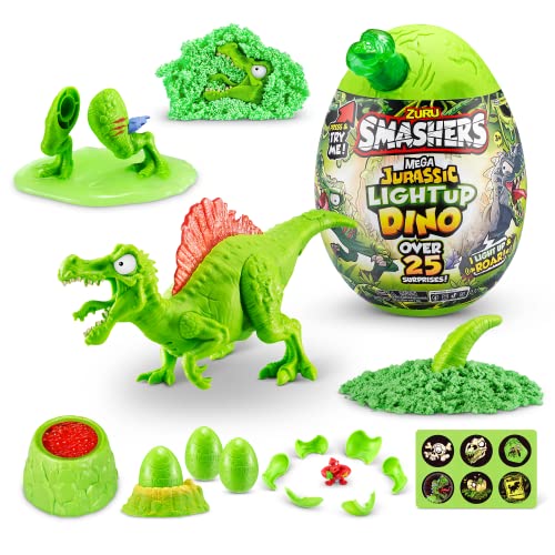 Smashers Mega Jurassic Light Up Dino Egg von ZURU, Spinosaurus, Sammler-Ei mit über 25 Überraschungen, Vulkan, fossiles Spielzeug, Dinosaurier-Spielzeug von ZURU SMASHERS