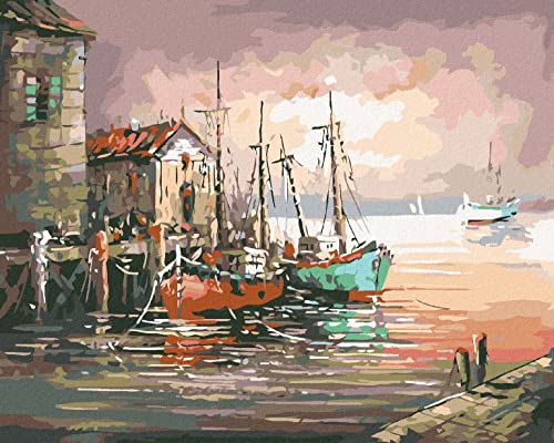 ZUTY 1325242, Malen nach Zahlen-Schiffe IM Alten Hafen 80x100 cm ohne Keilrahmen, not Framed von ZUTY