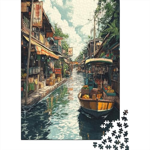 Amsterdamer Kanal Puzzle 1000 Teile, Puzzle Für Erwachsene, Impossible Puzzle, Geschicklichkeitsspiel Für Die Ganze Familie, Puzzle Farbenfrohes, Puzzle-Geschenk, Puzzle 1000pcs (75x50cm) von ZWABFOFYV