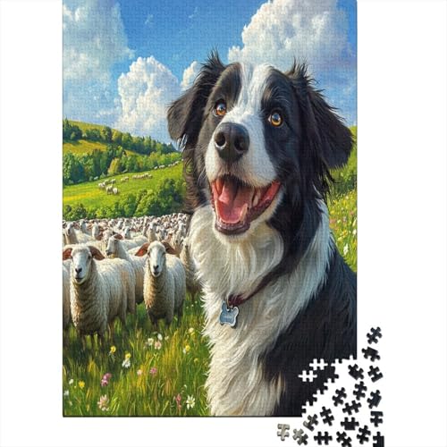 Border Collie 1000 Stück Puzzles Für Erwachsene Teenager Stress Abbauen Familien-Puzzlespiel 1000-teiliges Puzzle Kinder Lernspiel Spielzeug Geschenk Puzzel 1000pcs (75x50cm) von ZWABFOFYV